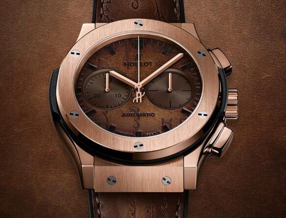 The timepiece adopts the leather on its dial.
